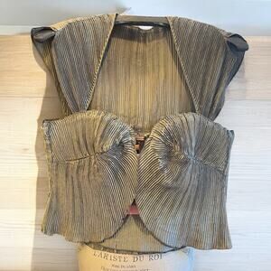 Cult Gaia Women's Milli Sweetheart-neck Pleated Top - XL